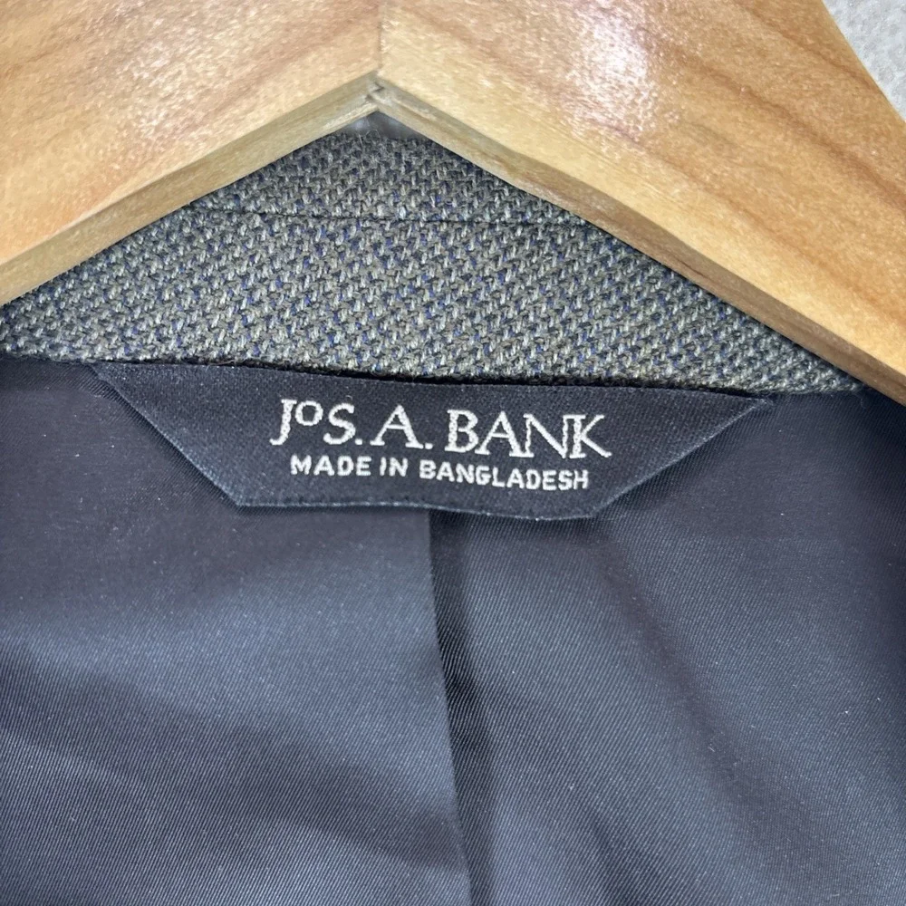 JOS A BANK Traveler's Collection Mens 42R Tailored Fit Wool Blazer Jacket Green
